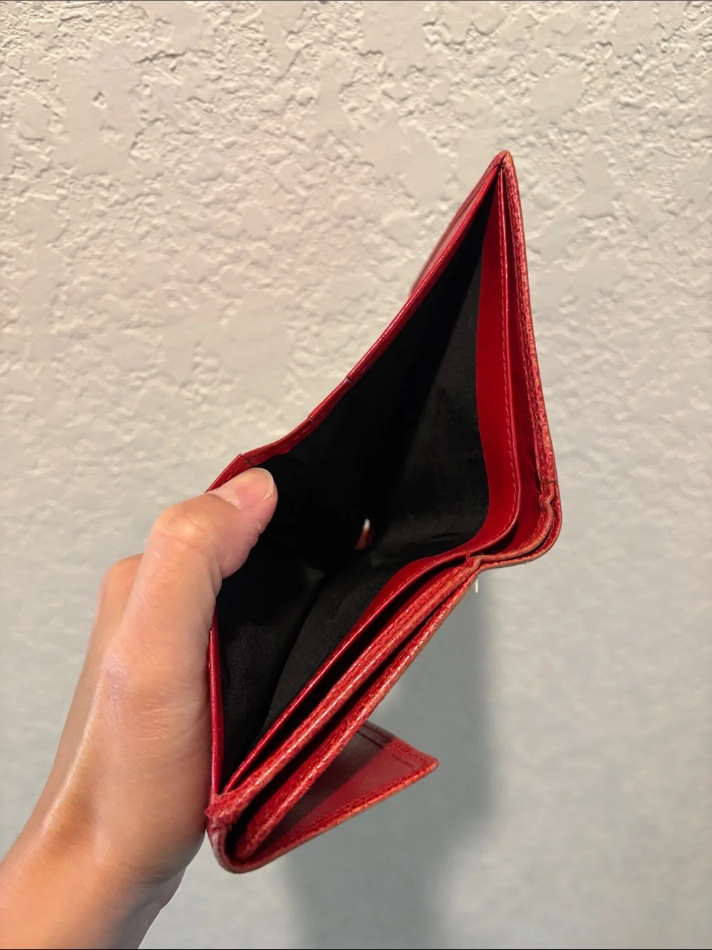 Loewe Red Leather Compact Wallet with Embossed Logo